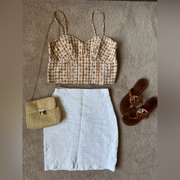 Express Bandage Skirt EUC High Waisted White Pencil Fitted Rayon Nylon S… - Picture 1 of 11